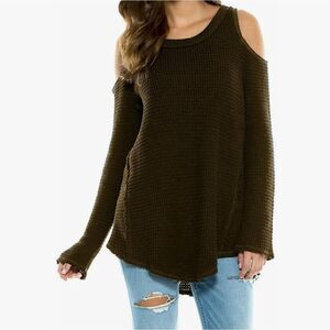 Elan Cold Shoulder Sweater